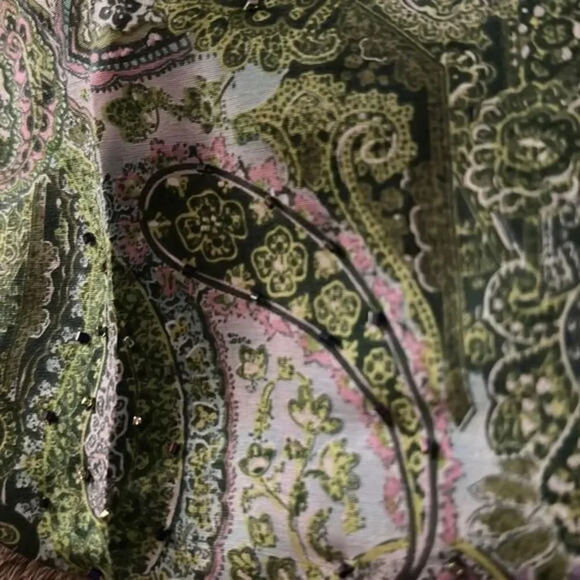 ADRIENNa Papell Silk‎ Beaded Formal Pants Size  Petite 6 Green/Purple - Picture 6 of 6